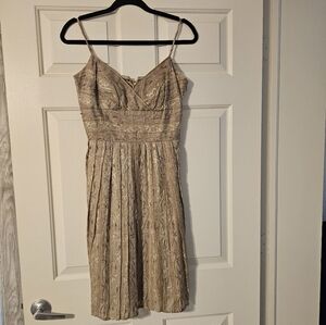 Muse Beige/Gold Sundress. Fully lined.